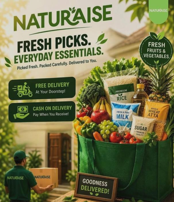 Online supermarket Tirur, Home delivery services Tirur, Grocerys daily essentials delivery services Tirur, ​Naturaise Food Product 