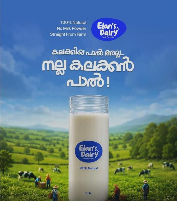 Milk delivery in Calicut, ​Farm fresh milk in Kozhikode, Fresh milk in Arakkinar Kozhikode, ​Elans Dairy 
