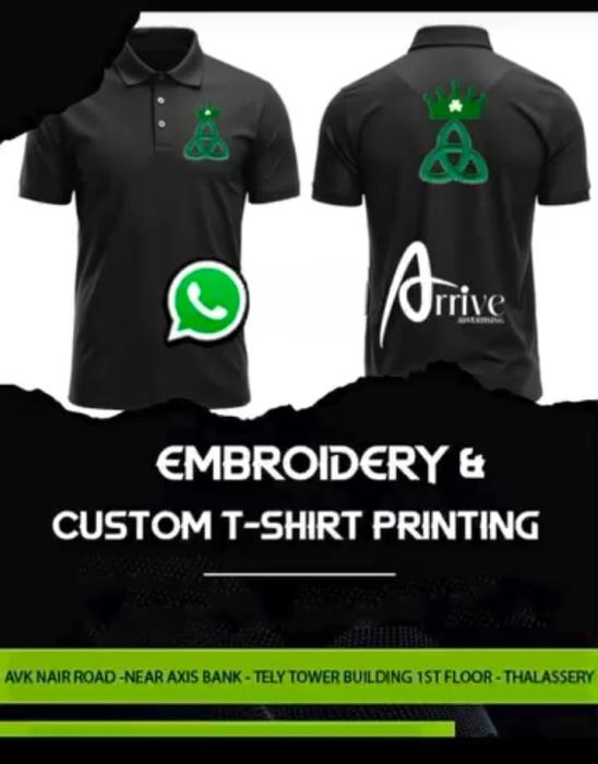  T Shirt and Shirt Printing in thalassery,Mug printing Keychain printing Flag printing in thalassery,Embroidery and custom t shirt printing in thalassery,Adar (Arrive) Printing 
