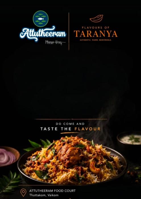 Restaurant in thottakom vaikom,Food Court in thottakom vaikom,Attutheeram by Flavours of Taranya