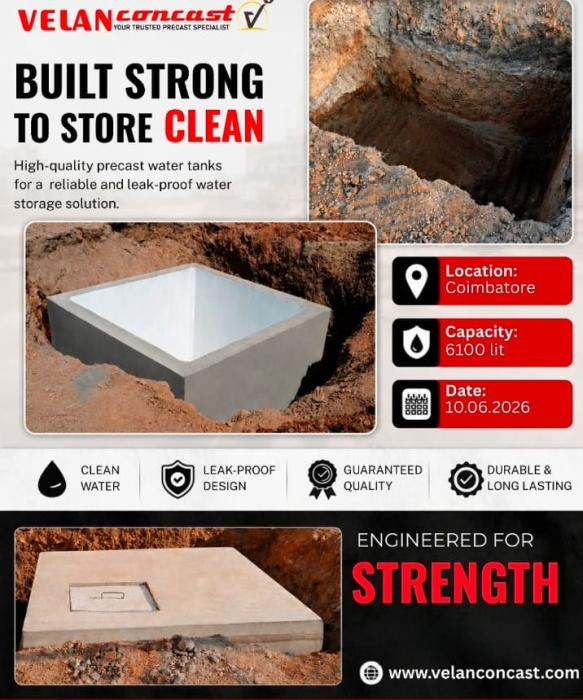 Precast concrete tanks in coimbatore,Precast water tanks in coimbatore,Precast concrete septic tanks in coimbatore,Velan Concast 