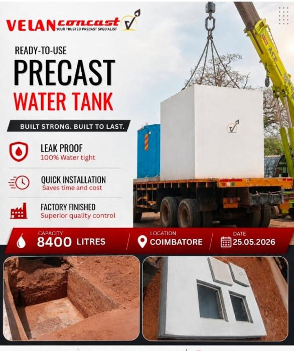 Precast concrete tanks in coimbatore,Precast water tanks in coimbatore,Precast concrete septic tanks in coimbatore,Velan Concast 
