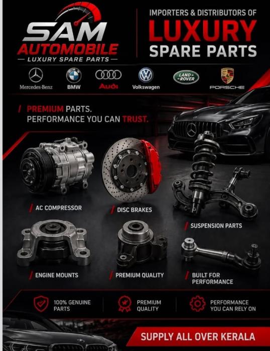  Luxury car spare parts importer in oachira kollam, Luxury car spare parts distributor in oachira kollam, Luxury car spare parts all kerala delivery,SAM Automobiles 