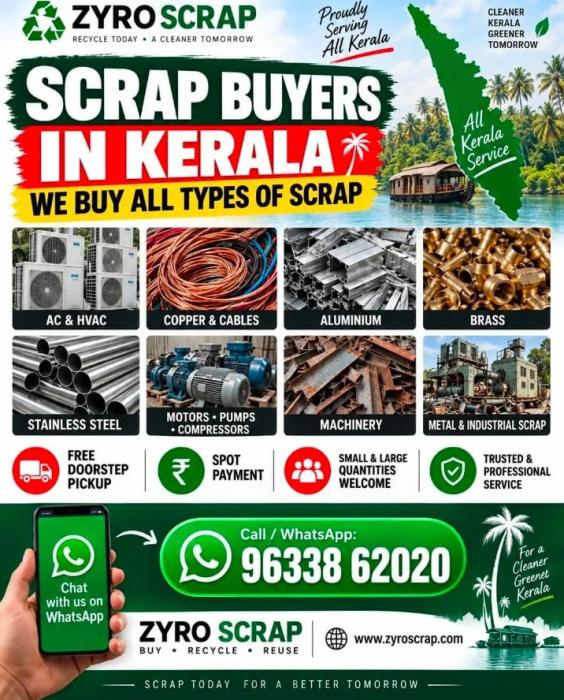 Scrap buyers in kochi ernakulam,Old AC  Scrap  pickup in kochi ernakulam,Split AC Fridge Home appliances  Metal scrap buyers in kochi ernakulam, Zyro Scrap 