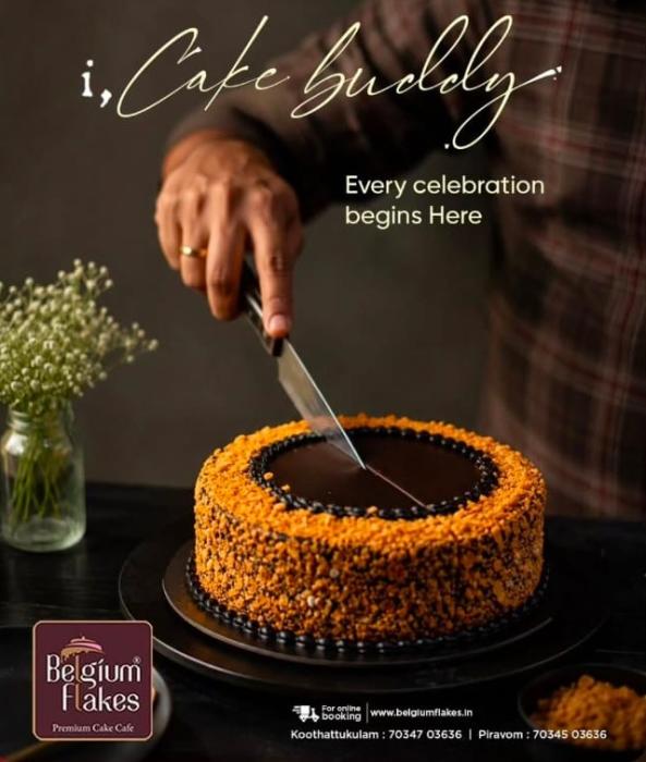 Cake cafe in thodupuzha,Cake shop in thodupuzha,Customized cake in thodupuzha,Dessets in thodupuzha,Belgium Flakes 