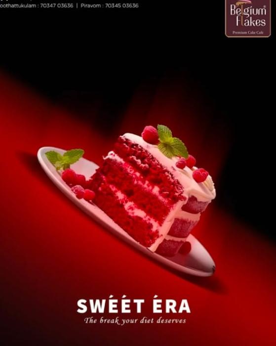 Cake cafe in thodupuzha,Cake shop in thodupuzha,Customized cake in thodupuzha,Dessets in thodupuzha,Belgium Flakes 