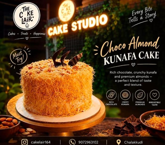 Cake shop in chalakudy,Cafe in chalakudy,Customised cakes in chalakudy, Burger Sandwiches Juices in chalakudy, The Cake Lair