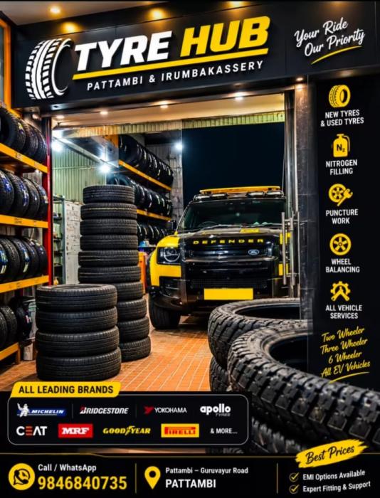 Tyre shop in pattambi,New and Used tyres in pattambi,Puncture Repair Nitrogen filling Tyre service in  pattambi,Tyre sales in pattambi,Tyre Hub 