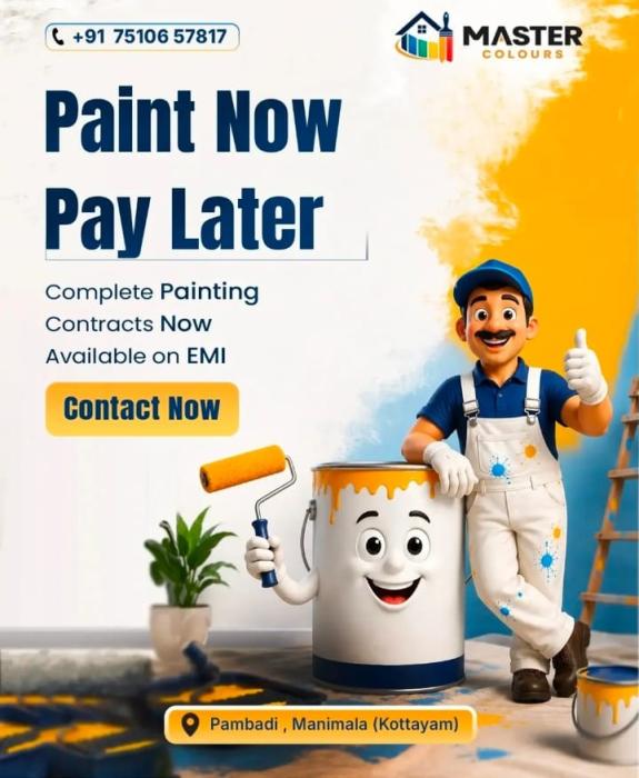 Paint  showroom in pampady kottayam,Paint store in  pampady kottayam,Doorstep Painting service in  pampady kottayam,Master Colours 