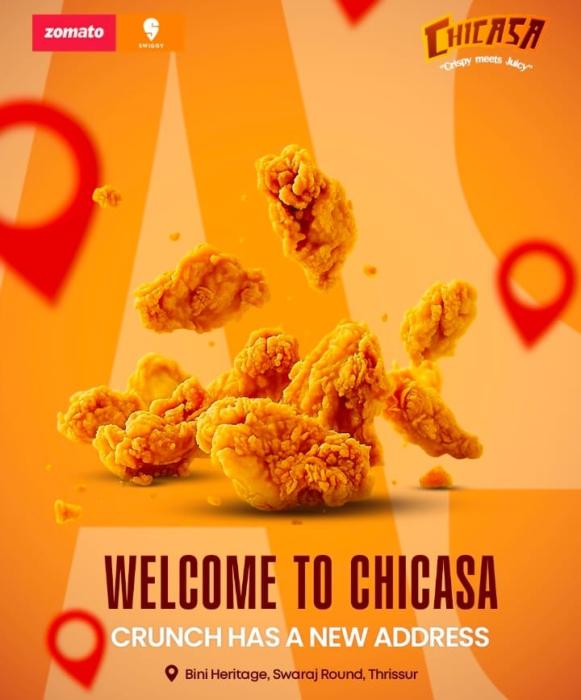 Restaurant in swaraj round thrissur,Fride chicken spot in  swaraj round thrissur,Chicasa 