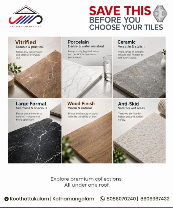 Tile showroom in koothattukulam,Sanitaryware store in Koothattukulam, Tiles Granite Sanitaryware Dealer in koothattukulam,Paittakulam Marbles 